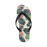 heliconia flowers, palm and monstera leaves Unisex Flip Flops