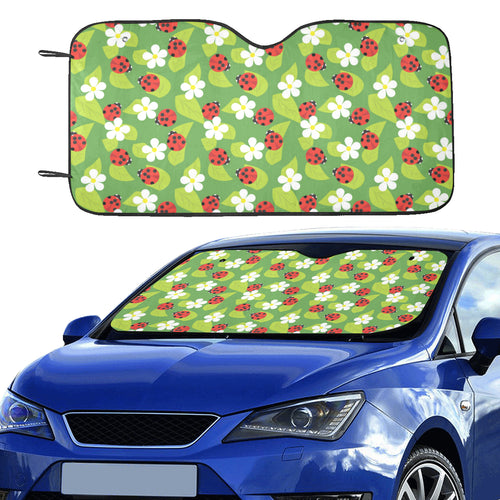 Ladybug Pattern Print Design 01 Car Sun Shade