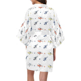 Cute helicopter star pattern Women's Short Kimono Robe