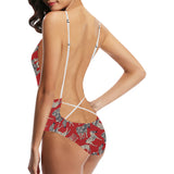 Zebra abstract red background Women's One-Piece Swimsuit