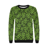 Green hop pattern Women's Crew Neck Sweatshirt