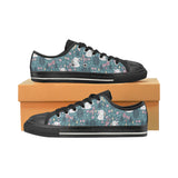 Cute rabbit pattern Men's Low Top Canvas Shoes Black
