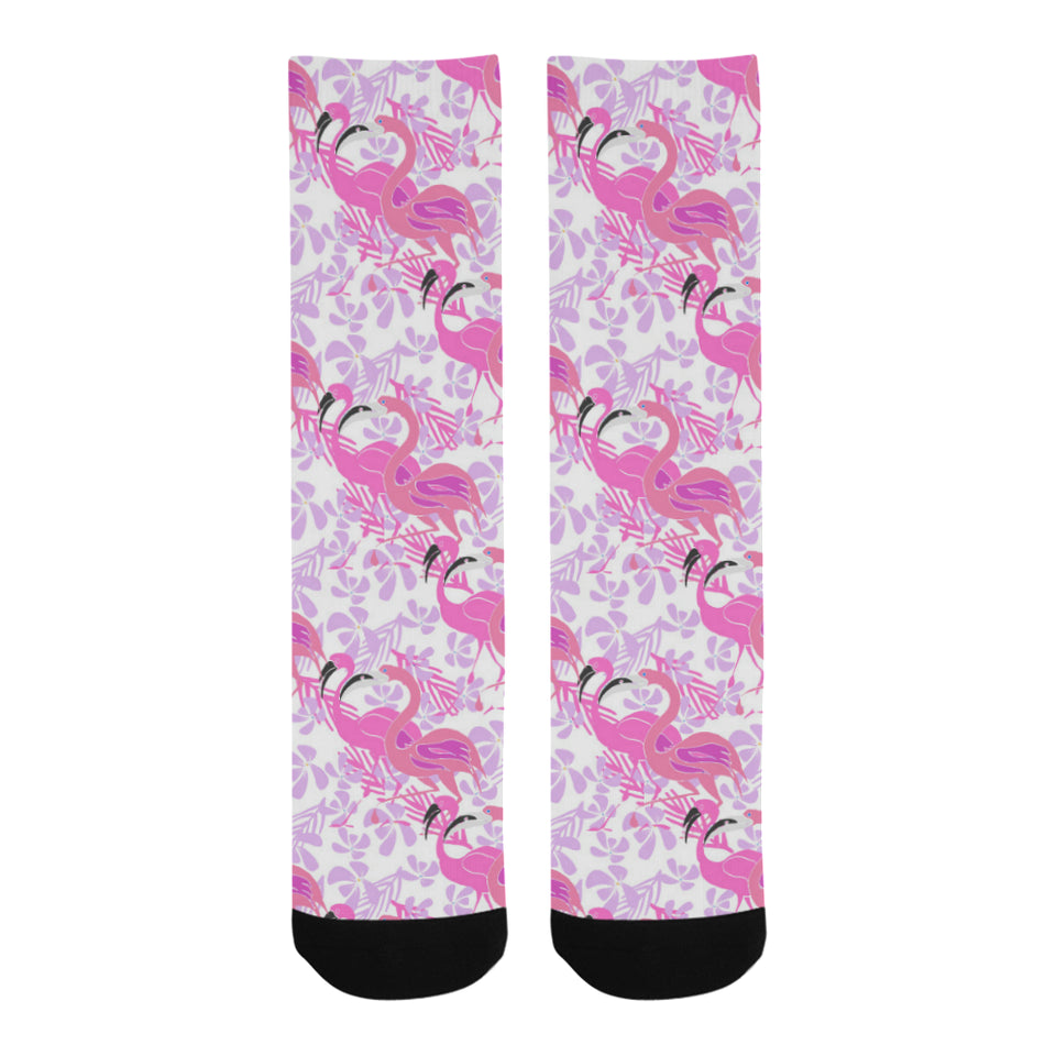 Pink flamingo flower pattern Crew Socks