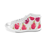 dragon fruits design pattern Men's High Top Canvas Shoes White