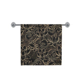 luxurious gold lotus waterlily black background Bath Towel