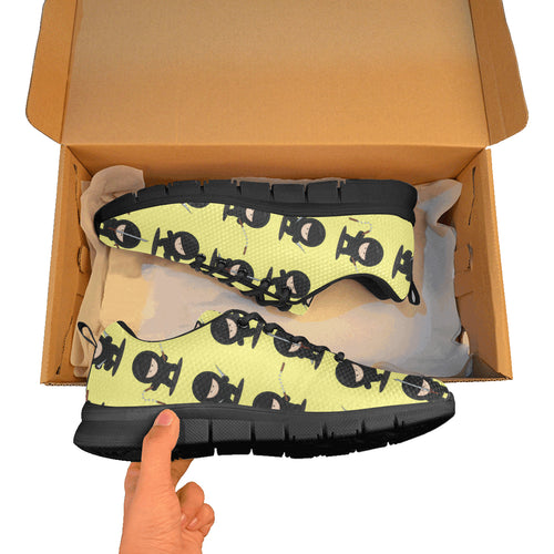 Cute ninja yellow background Women's Sneaker Shoes