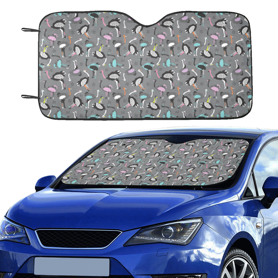 Ostrich Pattern Print Design 01 Car Sun Shade