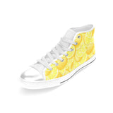 lemon pattern Women's High Top Canvas Shoes White