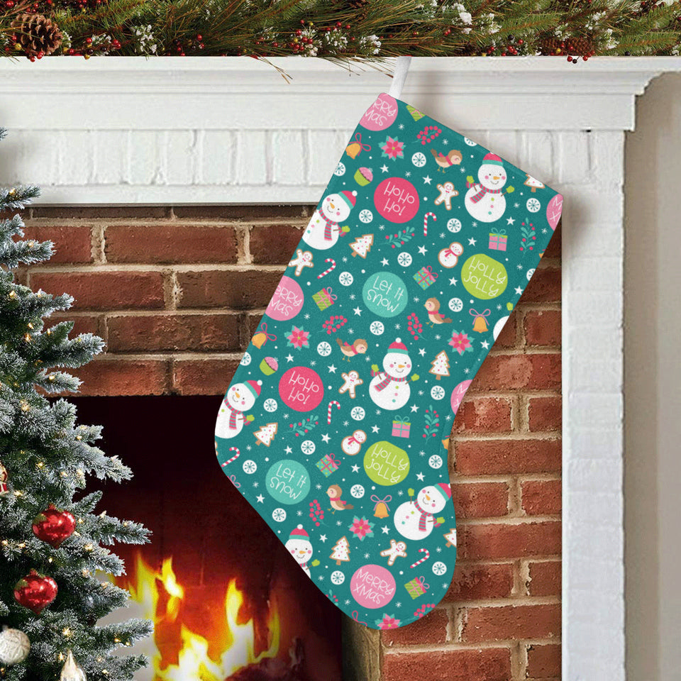 Snowman bird decorative elements christmas pattern Christmas Stocking