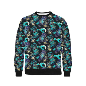 Dragon sea wave pattern Men's Crew Neck Sweatshirt