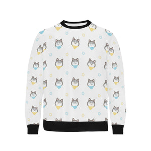 Cute Siberian Husky pattern Men's Crew Neck Sweatshirt