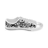 Black white camouflage pattern Men's Low Top Shoes White