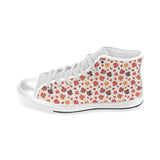 Colorful Maple Leaf pattern Men's High Top Canvas Shoes White