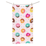 Donut pattern glaze pink background Bath Towel