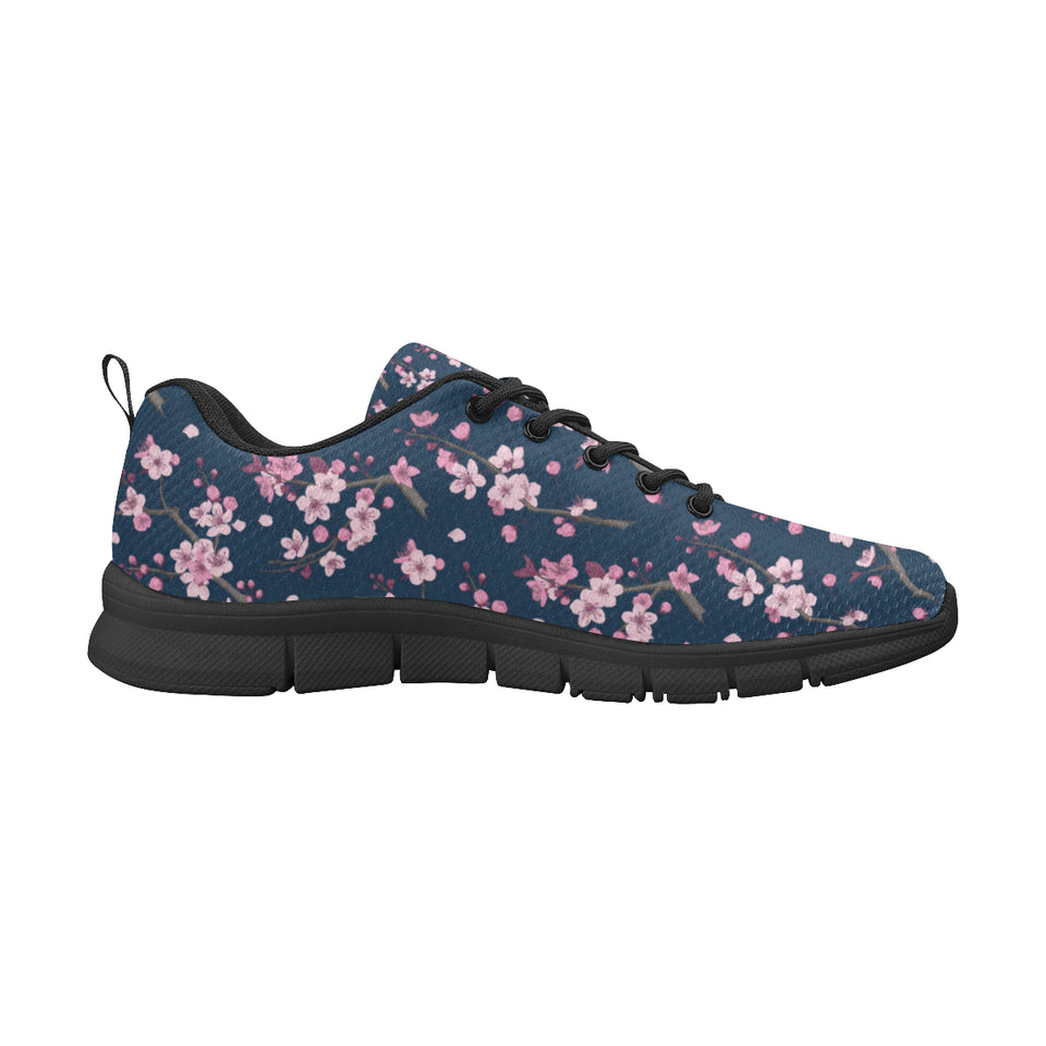 Pink sakura cherry blossom blue background Women's Sneaker Shoes