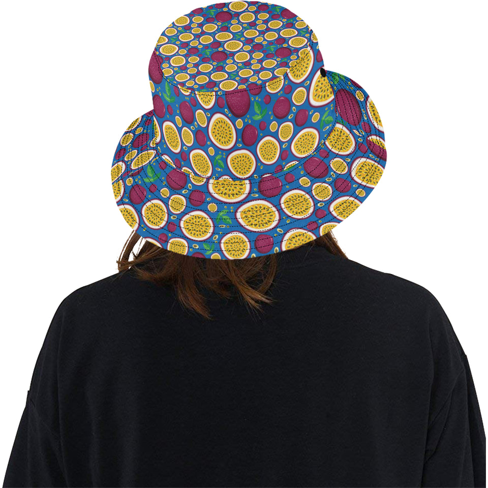 Passion fruit blue background Unisex Bucket Hat