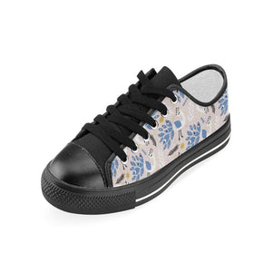 Cute peacock pattern Kids' Boys' Girls' Low Top Canvas Shoes Black