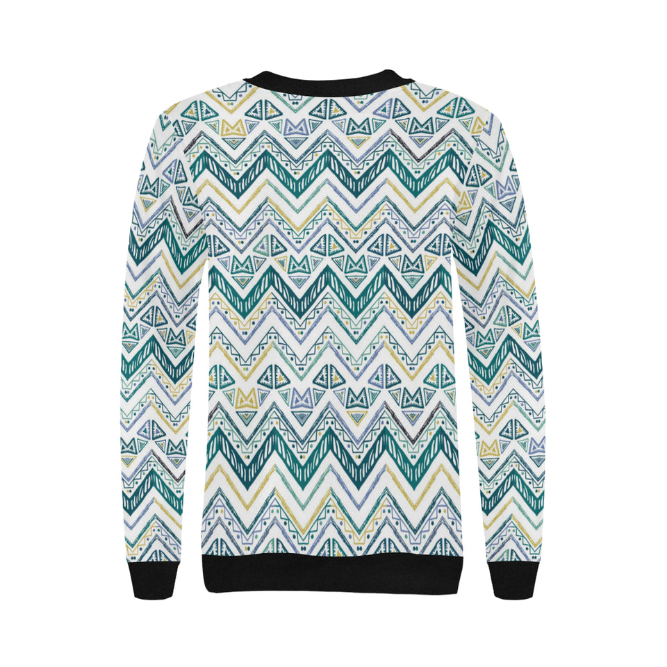 zigzag  chevron paint design pattern Women's Crew Neck Sweatshirt