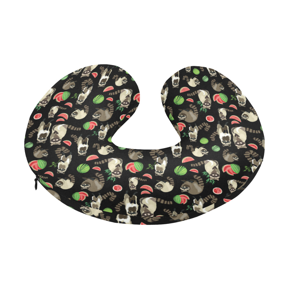 Raccoon watermelon pattern U-Shaped Travel Neck Pillow