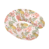 Pink flamingo birds pineapples hibiscus flower pat U-Shaped Travel Neck Pillow