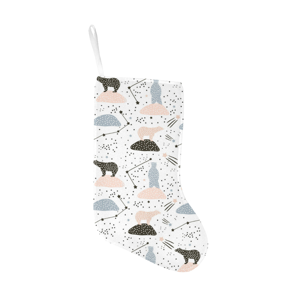 Polar bears star poka dot pattern Christmas Stocking