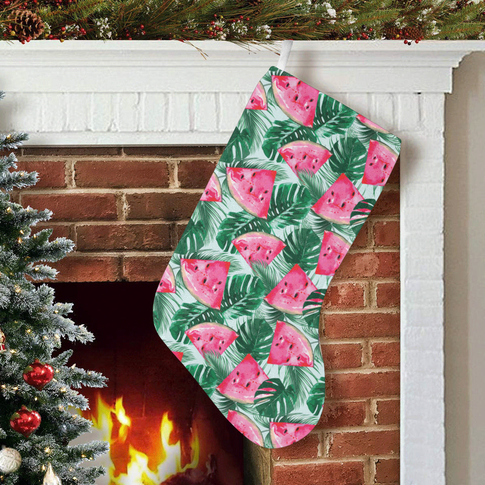 Watermelons tropical palm leaves pattern Christmas Stocking