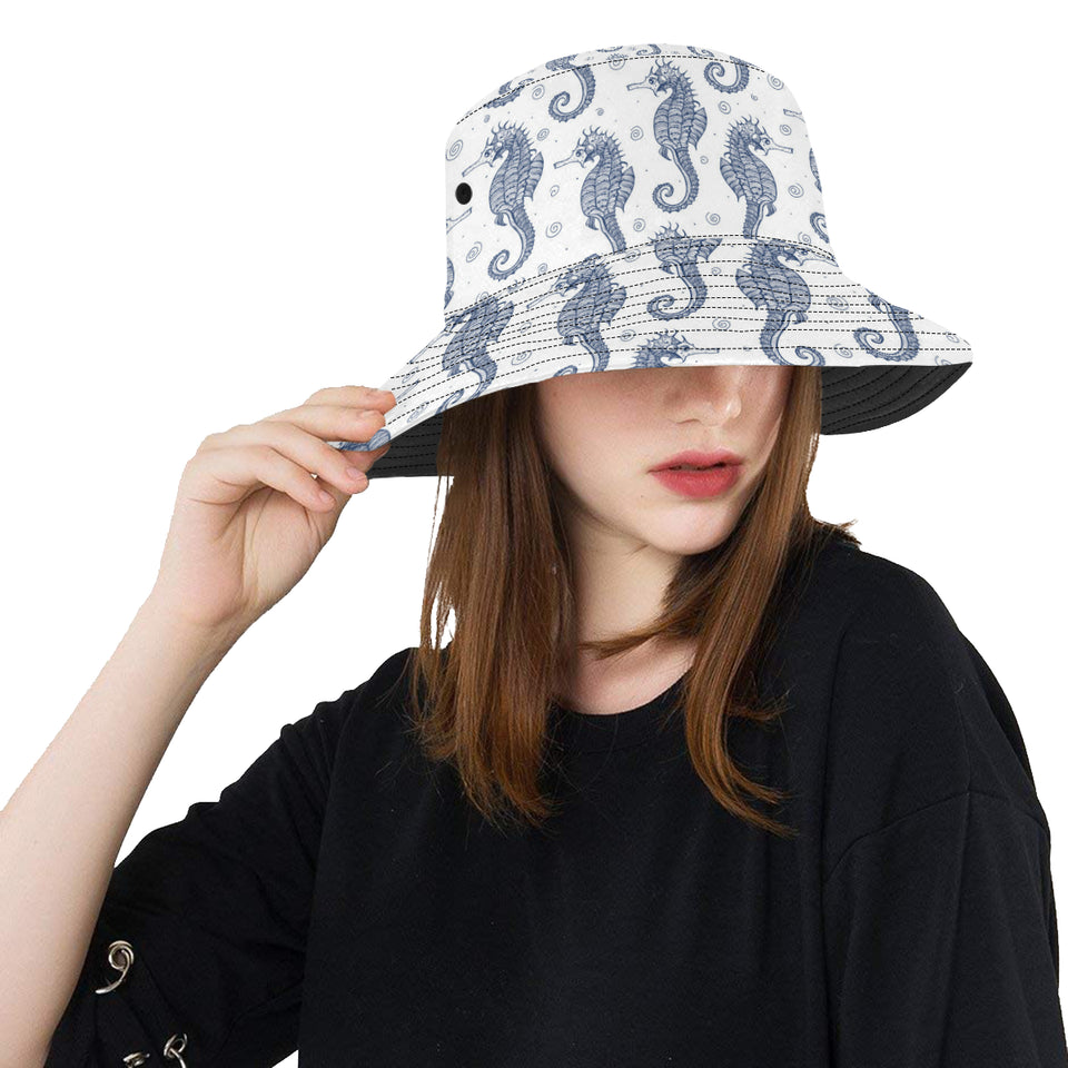 Seahorse pattern background Unisex Bucket Hat
