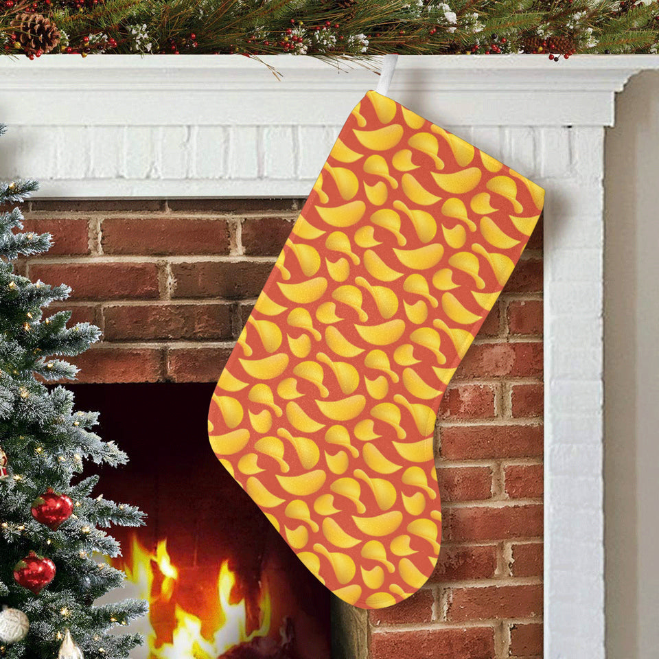 Potato Chips Pattern Print Design 05 Christmas Stocking