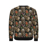 Skull rose humming bird flower pattern Men's Crew Neck Sweatshirt