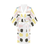 Whale dot pattern Women's Short Kimono Robe