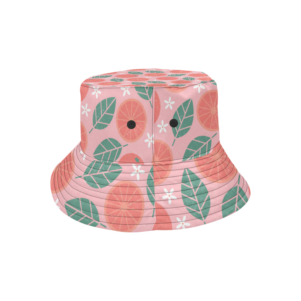 Grapefruit leaves flower pink background Unisex Bucket Hat
