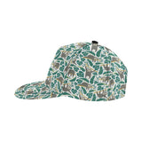 Cute sloths tropical palm leaves white background All Over Print Snapback Cap