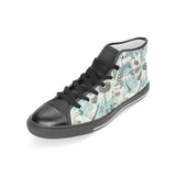 Dragonfly Butterfly Plants insect flower vintage s Women's High Top Canvas Shoes Black