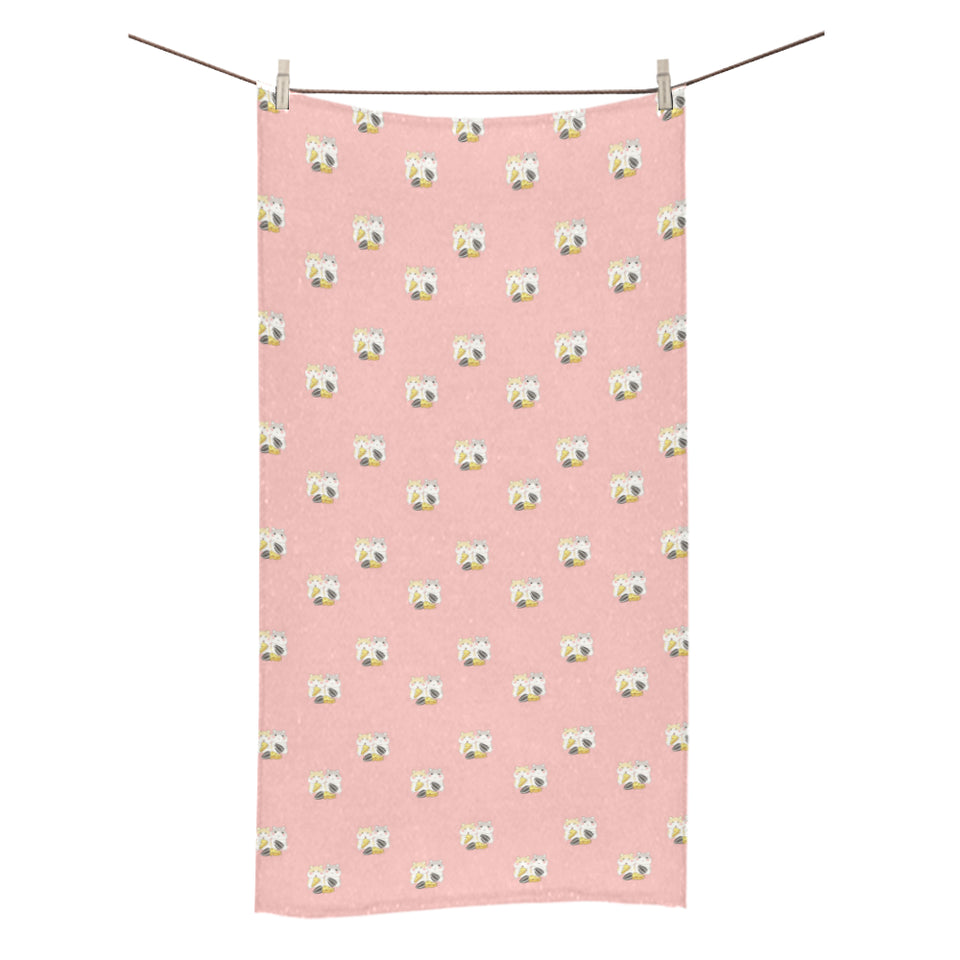 Cute hamster cheese pattern pink background Bath Towel