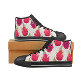 dragon fruits design pattern Women's High Top Canvas Shoes Black