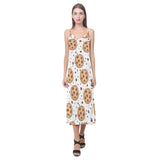 chocolate chip cookie pattern V-Neck Open Fork Long Dress