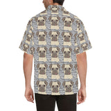 Happy pug pattern Men's All Over Print Hawaiian Shirt
