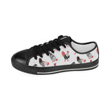 Cool rooster chicken cock floral ornament backgrou Kids' Boys' Girls' Low Top Canvas Shoes Black