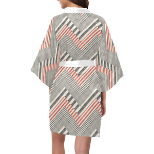 zigzag chevron striped pattern Women's Short Kimono Robe