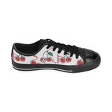 Hand drawn cherry pattern Men's Low Top Canvas Shoes Black