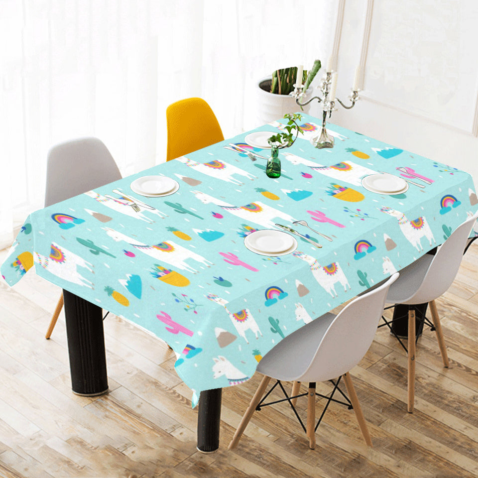 Llama alpaca cactus leaves pattern Tablecloth