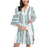 Crows christmas hat scarf Women's Short Kimono Robe