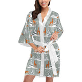 Beautiful deers Winter Christmas Women's Short Kimono Robe