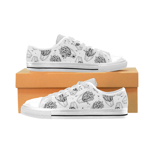 Hand drawn french fries pattern Men's Low Top Shoes White
