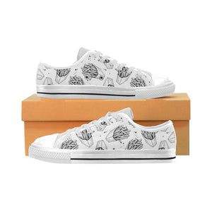 Hand drawn french fries pattern Men's Low Top Shoes White