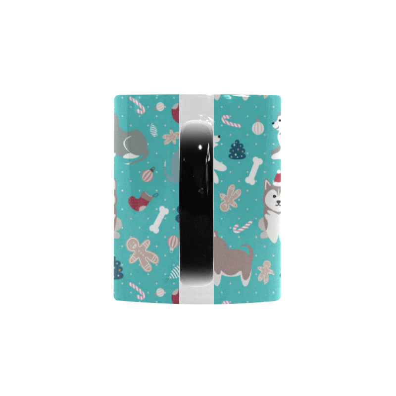 Christmas cute siberian husky puppie pattern Morphing Mug Heat Changing Mug