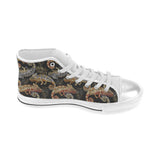 Chameleon lizard tropical leaves palm tree Women's High Top Canvas Shoes White