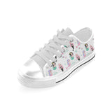 cute mermaid dolphin fish starfish pattern Men's Low Top Canvas Shoes White
