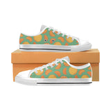 orange fruit pattern green background Men's Low Top Canvas Shoes White