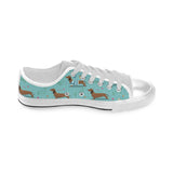 Dachshund decorative background Men's Low Top Canvas Shoes White